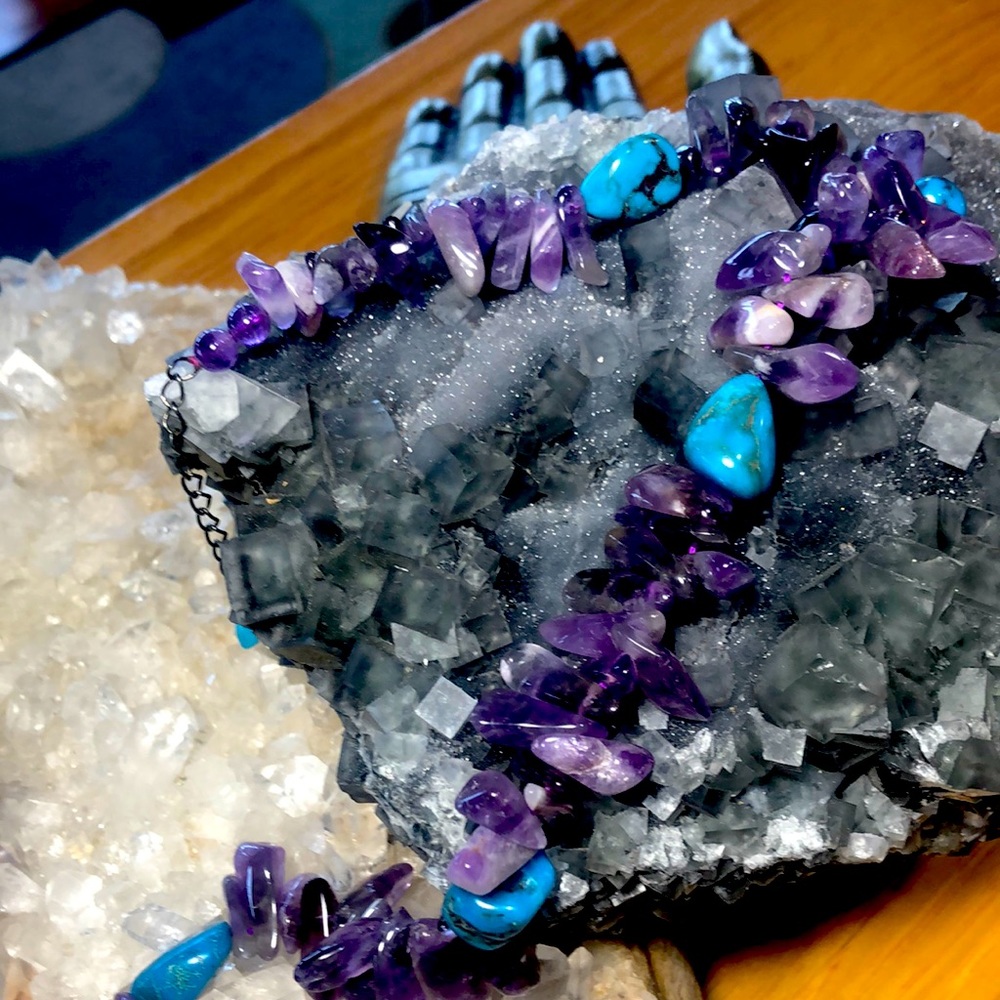 Stunning amethyst and turquoise necklace